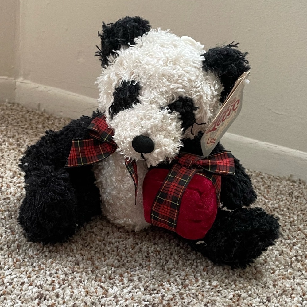 🎈🎈🎈NWT Dan Dee Laurell's Attic Ling Panda Bear w/ Christmas present gift 7" New